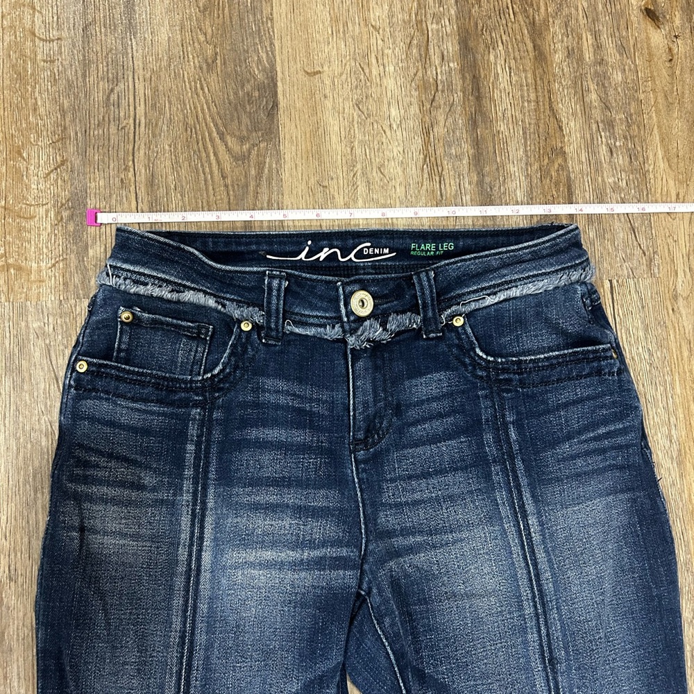 Inc Denim Open Flare Jeans with Fringe Hem 4 - Picture 5 of 8